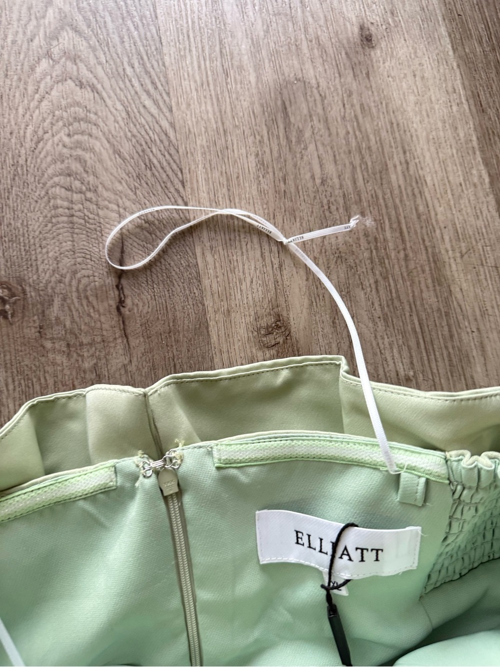 elliatt laurel green satin ruffle bust boned strapless maxi gown dress XL NEW - Picture 12 of 15
